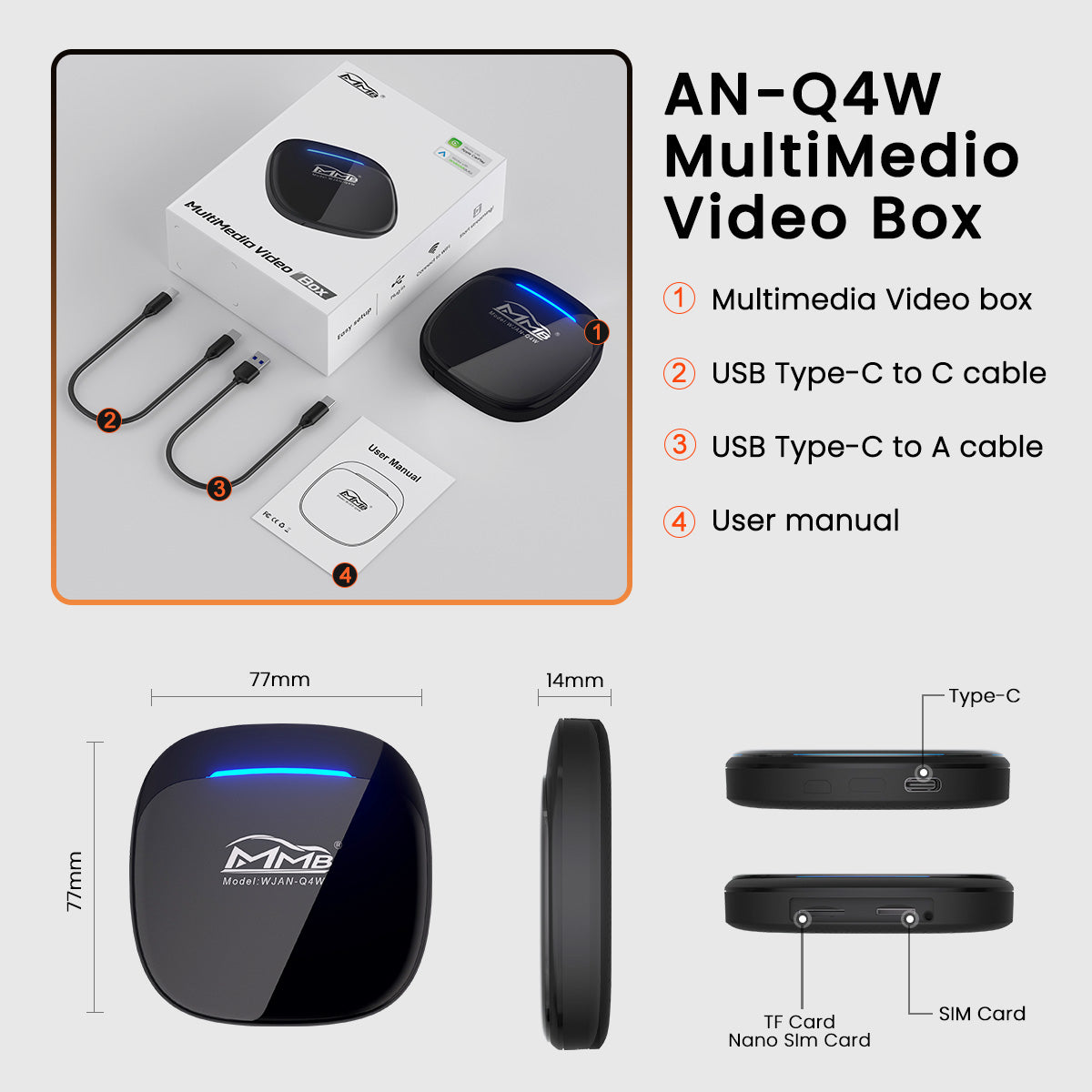 MMB CP100 Wired to Wireless Apple CarPlay + Android Auto USB Adapter Dongle Box for VW Audi Benz Kia Honda Toyota Kia with Factory Wired CarPlay