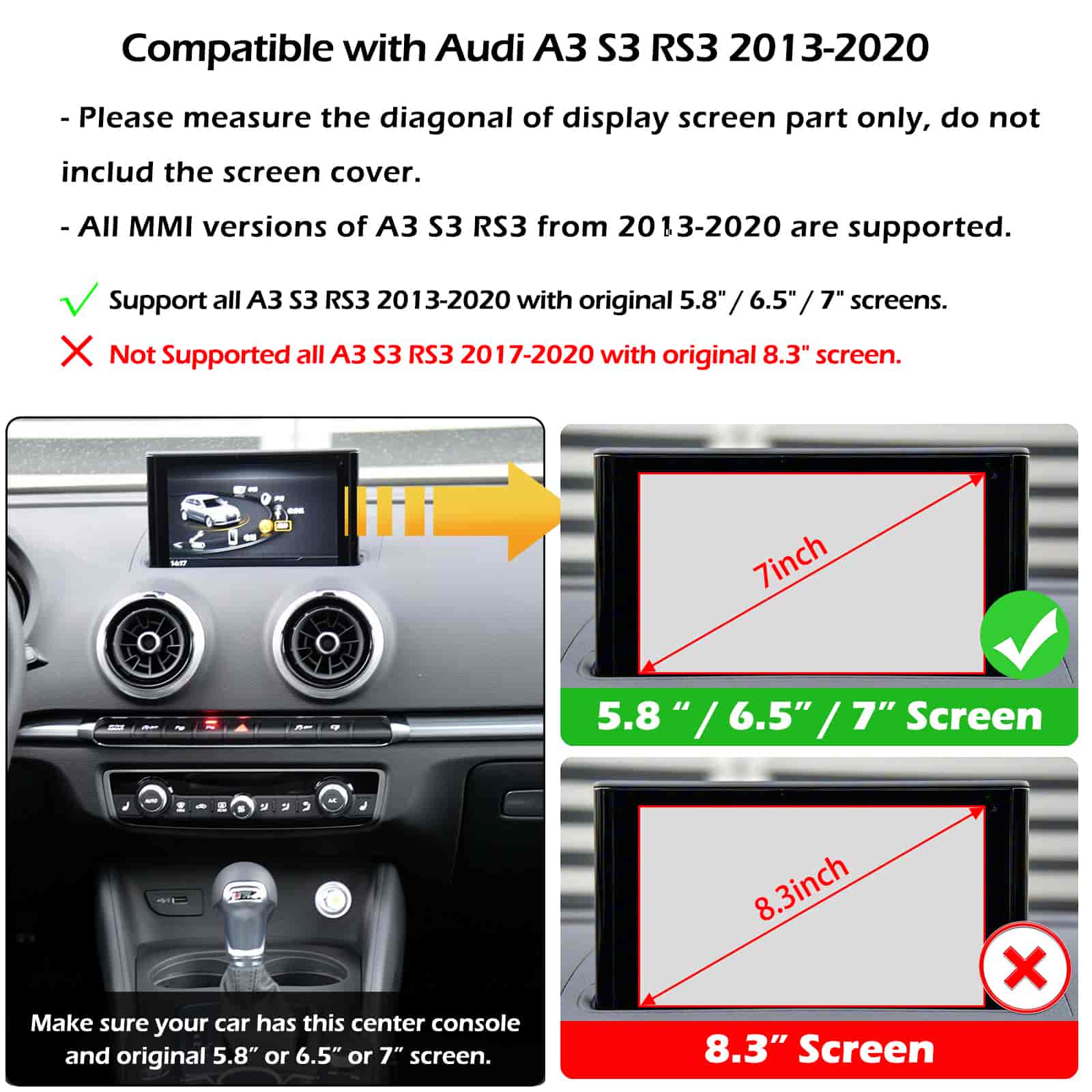 Audi A3 A4 A5 A6 A7 Q3 Q5 Wireless CarPlay Android Auto Retrofit