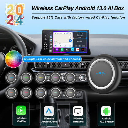 CarProKit Wireless Apple CarPlay Android Auto Mirroring Adapter Android 13.0 YouTube Netflix AI Box for 2016-2024 Cars with Factory Wired CarPlay