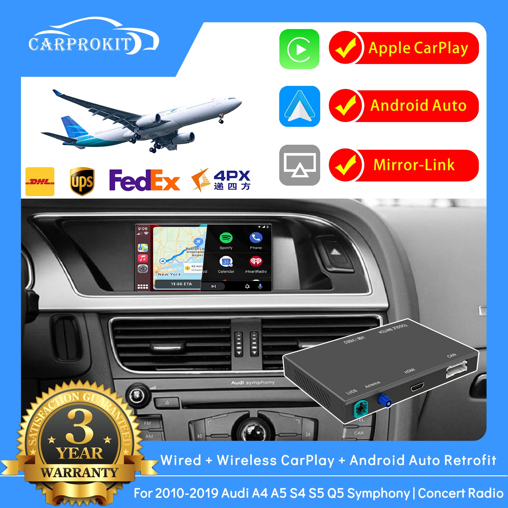 Road Top Wireless Carplay Android Auto Retrofit Kit for Audi A3