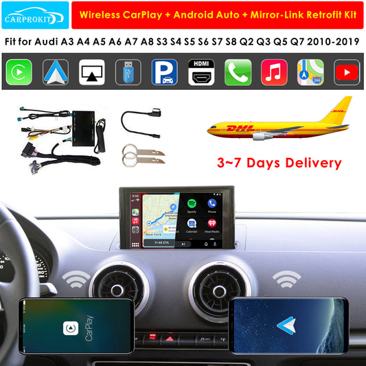 CarProKit Wireless CarPlay Android Auto Mirroring YouTube Retrofit Kit for Audi A1 A3 A4 A5 A6 A7 A8 S3 S4 S5 S6 S7 S8 Q3 Q5 Q7 2009-2019