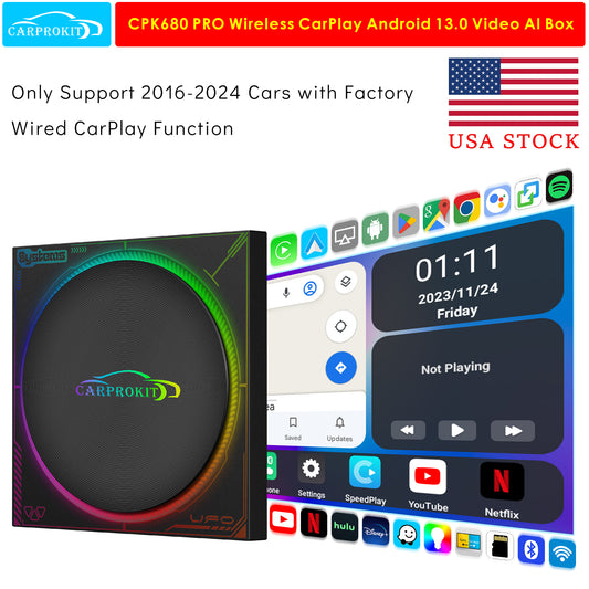 CarProKit Wireless CarPlay Android Auto Mirroring Adapter Android 13.0 8GB+128GB YouTube Netflix Video AI Box - Amazon USA Warehouse Stock