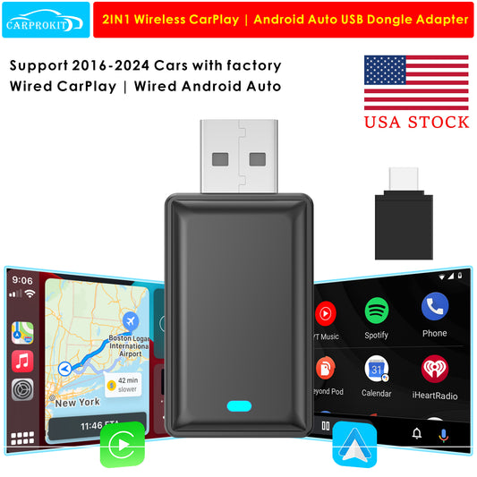 CarProKit 2IN1 Wireless Apple CarPlay Android Auto Adapter Mini USB Dongle Plug & Play - Amazon USA Warehouse Stock