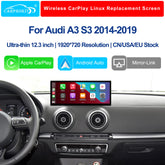 12.3" Linux Touch Screen Wireless CarPlay Android Auto for Audi A3 S3 2014-2019