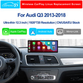 12.3" Linux Touch Screen Wireless CarPlay Android Auto for Audi Q3 2013-2018
