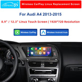 For Audi A4 Wireless CarPlay Android Auto Linux Touch Screen 2013-2015