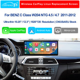 For Mercedes-Benz C Class W204 NTG 4.5/4.7 2011-2012 Wireless CarPlay Android Auto Linux Touch Screen