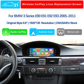 For BMW 3 Series CCC CIC 2005-2011 Wireless CarPlay Android Auto Linux Touch Screen