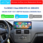 For Mercedes-Benz C Class W204 NTG 4.0 2008-2010 Wireless CarPlay Android Auto Linux Touch Screen