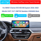 For BMW 5 Series EVO ID5 ID6 2017-2020 Wireless CarPlay Android Auto Linux Touch Screen