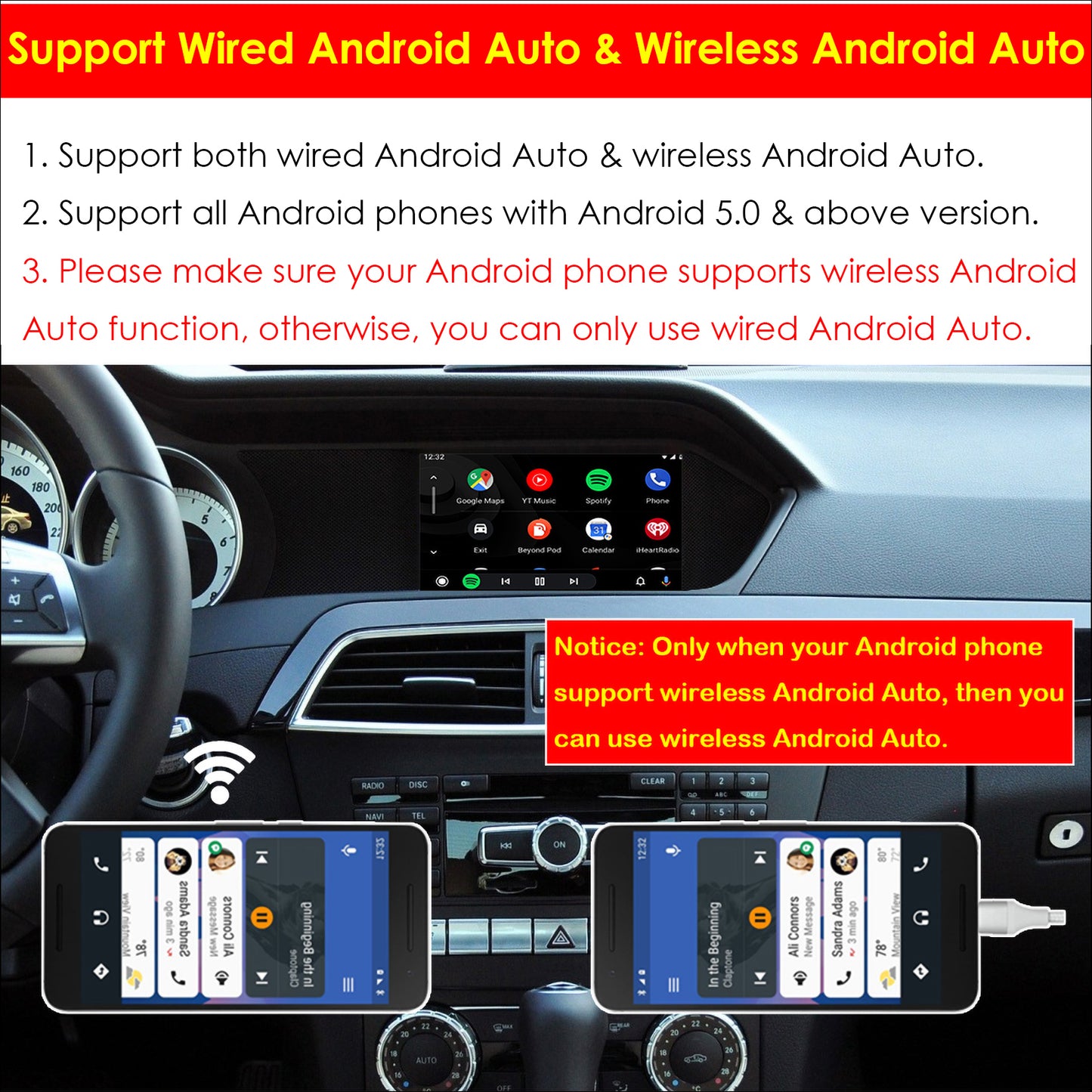 CarProKit Wireless CarPlay Android Auto Mirroring Retrofit Kit For Mercedes Benz A/B/C/E/S CLA CLS GLA GLC GLE GLS GLK ML AMG 2012-2014 NTG 4.5 4.7