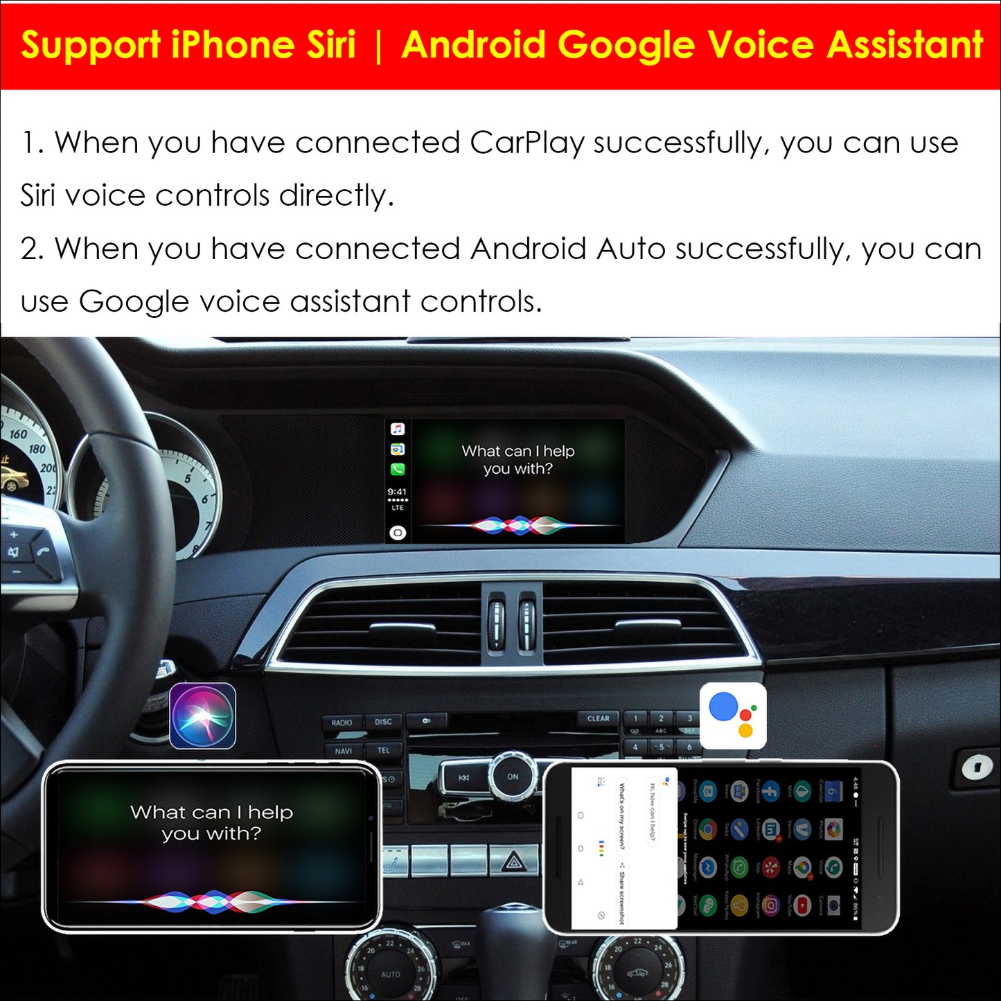 CarProKit Wireless CarPlay Android Auto Mirroring Retrofit Kit For Mercedes Benz A/B/C/E/S CLA CLS GLA GLC GLE GLS GLK ML AMG 2012-2014 NTG 4.5 4.7