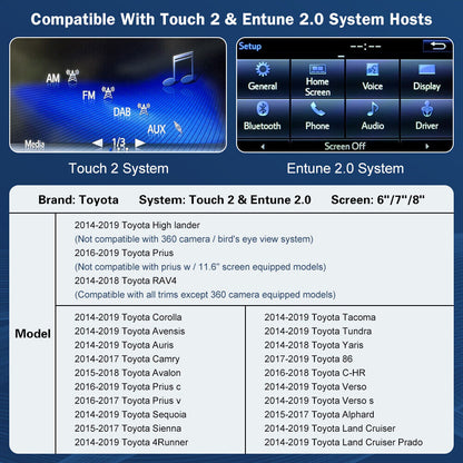 CarProKit Wireless CarPlay Android Auto Mirroring Nachrüstsatz für Toyota Highlander Prius RAV4 Corolla Sienna Carmy Avalon Touch2 &amp; Entune2 System