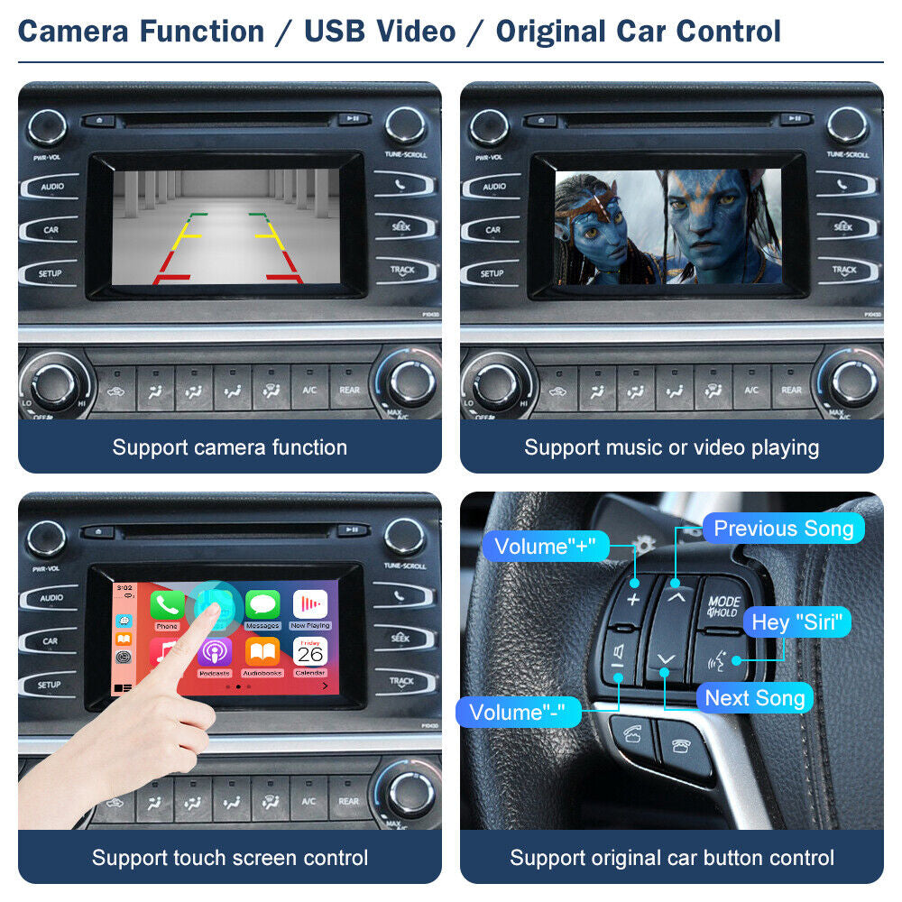 CarProKit Wireless CarPlay Android Auto Mirroring Nachrüstsatz für Toyota Highlander Prius RAV4 Corolla Sienna Carmy Avalon Touch2 &amp; Entune2 System