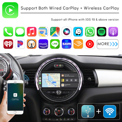 CarProKit for MINI Cooper Wireless CarPlay Android Auto Mirroring Retrofit Kit Support F54 F55 F56 F57 R58 R59 R60 R61 NBT System 2013-2017