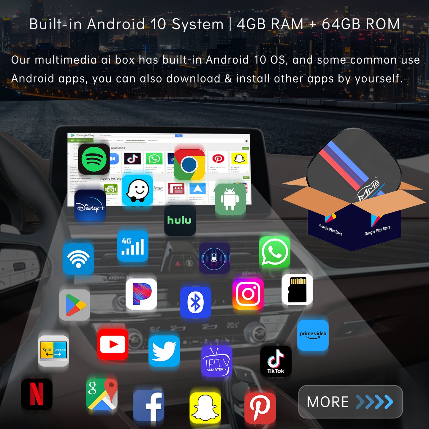 MMB BMW Android 10 Video AI Box Adapter Built-in YouTube Netflix Hulu Disney+ For 2017-2024 BMW / MINI Cooper with Factory Wireless CarPlay