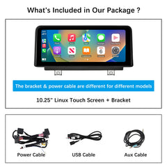 10.25" 12.3" Linux Touch Screen Wireless CarPlay Android Auto for BMW 1 Series 2004-2008