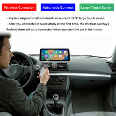 10.25" 12.3" Linux Touch Screen Wireless CarPlay Android Auto for BMW 1 Series 2004-2008