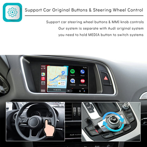 CarProKit for Audi A4 A5 S4 S5 RS4 RS5 Q5 B8 MMI 3G 2010-2019 Wireless Apple CarPlay Android Auto Retrofit Kit