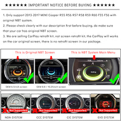 CarProKit for MINI Cooper Wireless CarPlay Android Auto Mirroring Retrofit Kit Support F54 F55 F56 F57 R58 R59 R60 R61 NBT System 2013-2017