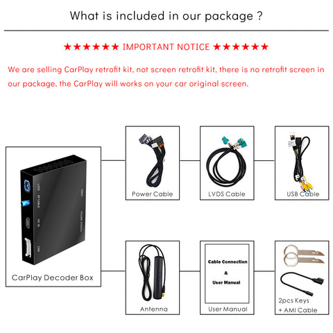 CarProKit for Audi A3 A4 A5 A6 A7 A8 Q3 Q5 Q7 2010-2019 Wireless Apple CarPlay Android Auto Retrofit Kit