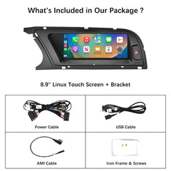 For Audi A4 Wireless CarPlay Android Auto Linux Touch Screen 2013-2015
