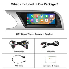 For Audi A4 Wireless CarPlay Android Auto Linux Touch Screen 2009-2012
