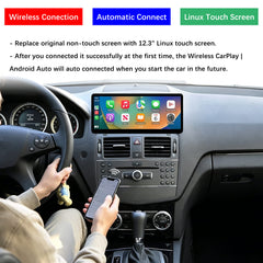 For Mercedes-Benz C Class W204 NTG 4.0 2008-2010 Wireless CarPlay Android Auto Linux Touch Screen