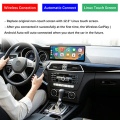 For Mercedes-Benz C Class W204 NTG 4.5/4.7 2011-2012 Wireless CarPlay Android Auto Linux Touch Screen