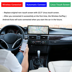 For BMW 3/5 Series CCC CIC Wireless CarPlay Android Auto 12.3" Linux Screen