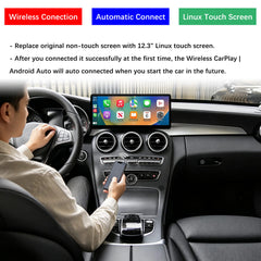 For Mercedes-Benz C/V/GLC Class NTG 5.0 2015-2019 Wireless CarPlay Android Auto Linux Touch Screen