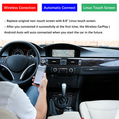 For BMW 3 Series CCC CIC 2005-2011 Wireless CarPlay Android Auto Linux Touch Screen