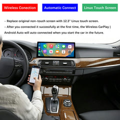 For BMW 5 Series CIC NBT 2011-2017 Wireless CarPlay Android Auto Linux Touch Screen