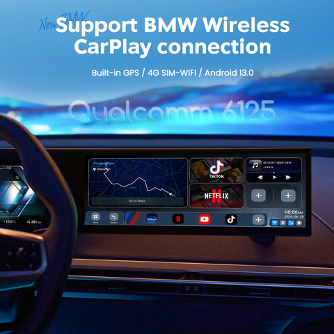 MMB BMW Android 13.0 Video AI Box Adapter Built-in YouTube Netflix Hulu For BMW / MINI Cooper EVO ID6 ID7 ID8 ID9 with Original Wireless CarPlay