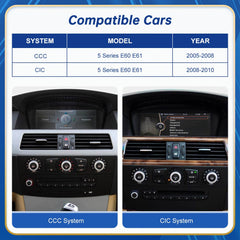 CarProKit 8.8" Wireless CarPlay Android Auto Retrofit Linux Touch Screen for BMW 5 Series E60 E61 with CCC CIC System 2005-2010