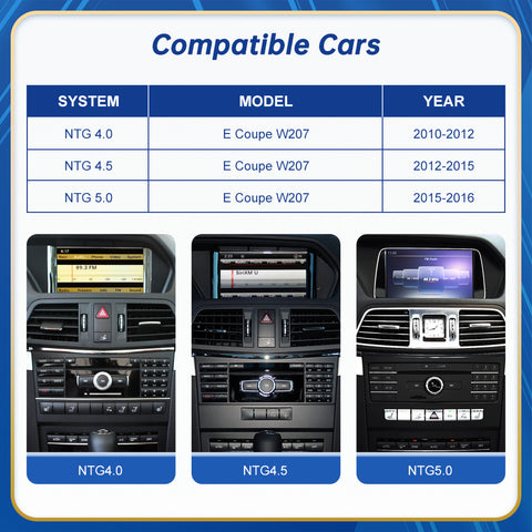 CarProKit 10.25" 12.3" Wireless CarPlay Android Auto Retrofit Linux Touch Screen for Mercedes-Benz E Coupe W207 2009-2016 with NTG 4.0/4.5/5.0 System