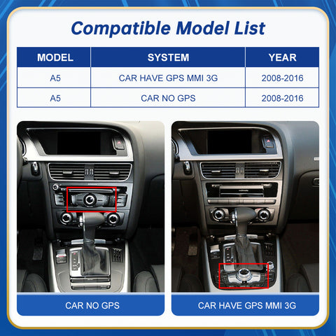 CarProKit 8.9" 12.3" Wireless CarPlay Android Auto Retrofit Linux Touch Screen for Audi A5 Multimedia Symphony Concert Radio 2008-2016