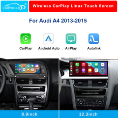 For Audi A4 Wireless CarPlay Android Auto Linux Touch Screen 2013-2015