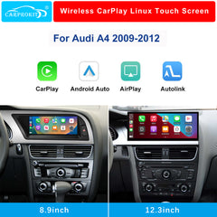 For Audi A4 Wireless CarPlay Android Auto Linux Touch Screen 2009-2012