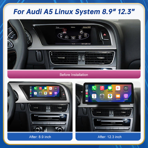 CarProKit 8.9" 12.3" Wireless CarPlay Android Auto Retrofit Linux Touch Screen for Audi A5 Multimedia Symphony Concert Radio 2008-2016