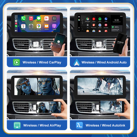 CarProKit 10.25" 12.3" Wireless CarPlay Android Auto Retrofit Linux Touch Screen for Mercedes-Benz E Class W212 2009-2016 with NTG 4.0/4.5/5.0 System
