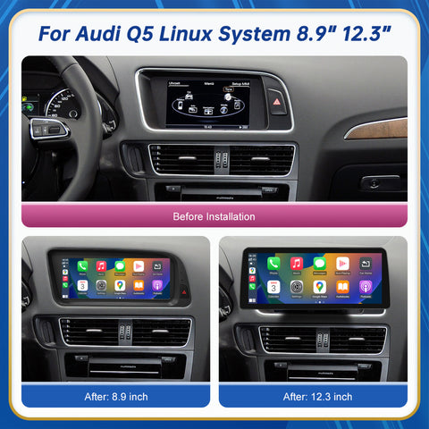 CarProKit 8.9" 12.3" Wireless CarPlay Android Auto Retrofit Linux Touch Screen for Audi Q5 Multimedia Symphony Concert Radio 2009-2017