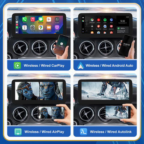 CarProKit 10.25" 12.3" Wireless CarPlay Android Auto Retrofit Linux Touch Screen for Mercedes-Benz A/B Class CLA GLA with NTG 4.5 System 2013-2015