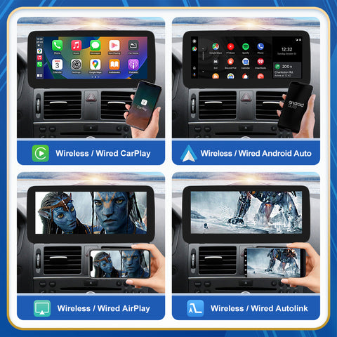 CarProKit 10.25" 12.3" Wireless CarPlay Android Auto Retrofit Linux Touch Screen for Mercedes-Benz C Class W204 with NTG 4.0 System 2008-2010