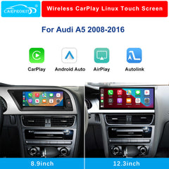 For Audi A5 Wireless CarPlay Android Auto Linux Touch Screen 2008-2016