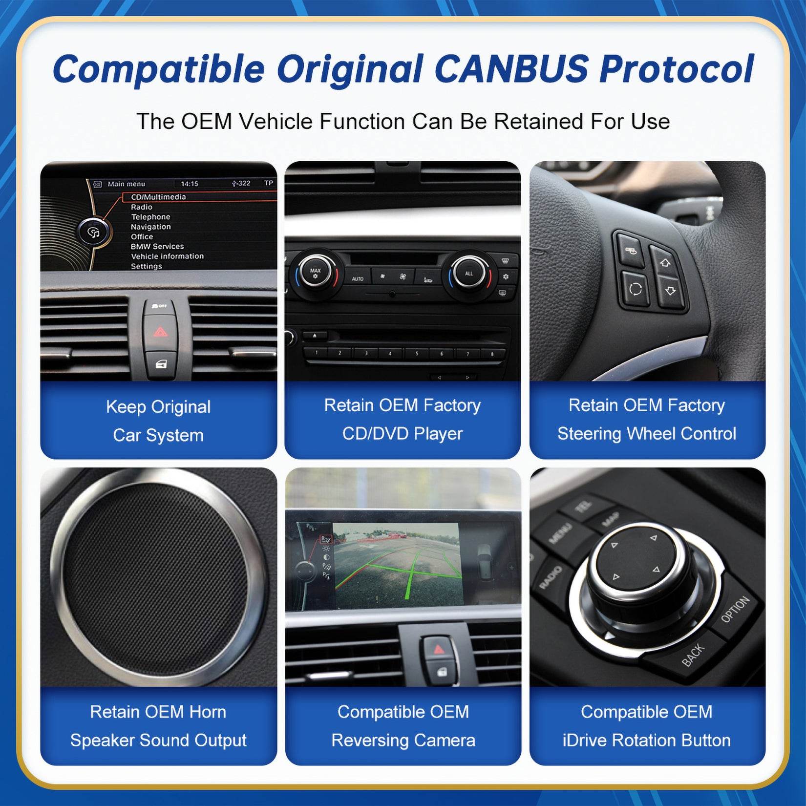 CAMECO 9-inch Autoradio Met Android 15 – Qualcomm 8-core, 4GB/64GB – Voor BMW 1-serie E81 E82 E87 E88 – CarPlay, GPS, Bluetooth 5.1, Achteruitcamera