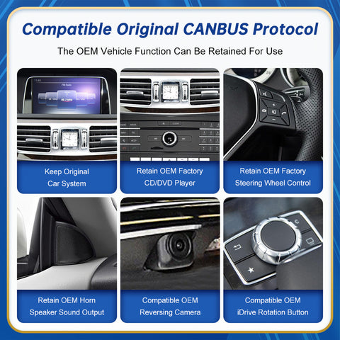 CarProKit 10.25" 12.3" Wireless CarPlay Android Auto Retrofit Linux Touch Screen for Mercedes-Benz E Class W212 2009-2016 with NTG 4.0/4.5/5.0 System