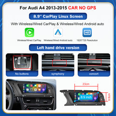 CarProKit 8.9" 12.3" Wireless CarPlay Android Auto Retrofit Linux Touch Screen for Audi A4 Multimedia Symphony Concert Radio 2013-2015