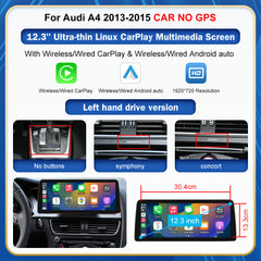 CarProKit 8.9" 12.3" Wireless CarPlay Android Auto Retrofit Linux Touch Screen for Audi A4 Multimedia Symphony Concert Radio 2013-2015