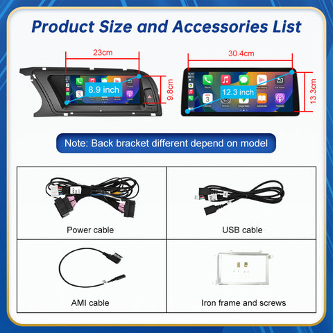 CarProKit 8.9" 12.3" Wireless CarPlay Android Auto Retrofit Linux Touch Screen for Audi A4 Multimedia Symphony Concert Radio 2013-2015